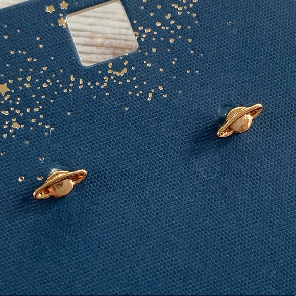 Lydell NYC Saturn Planet Mini Stud Earrings NWT - Picture 1 of 3